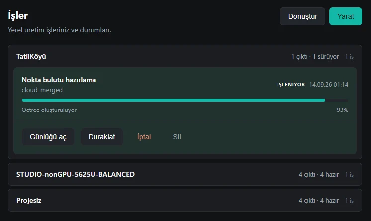 CartaX Studio işler ekranı